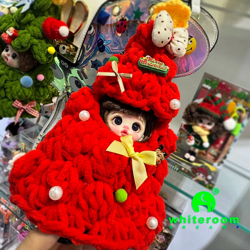 Christmas Mini Doll Pendant – Handmade Crochet Sweater & Scarf Set