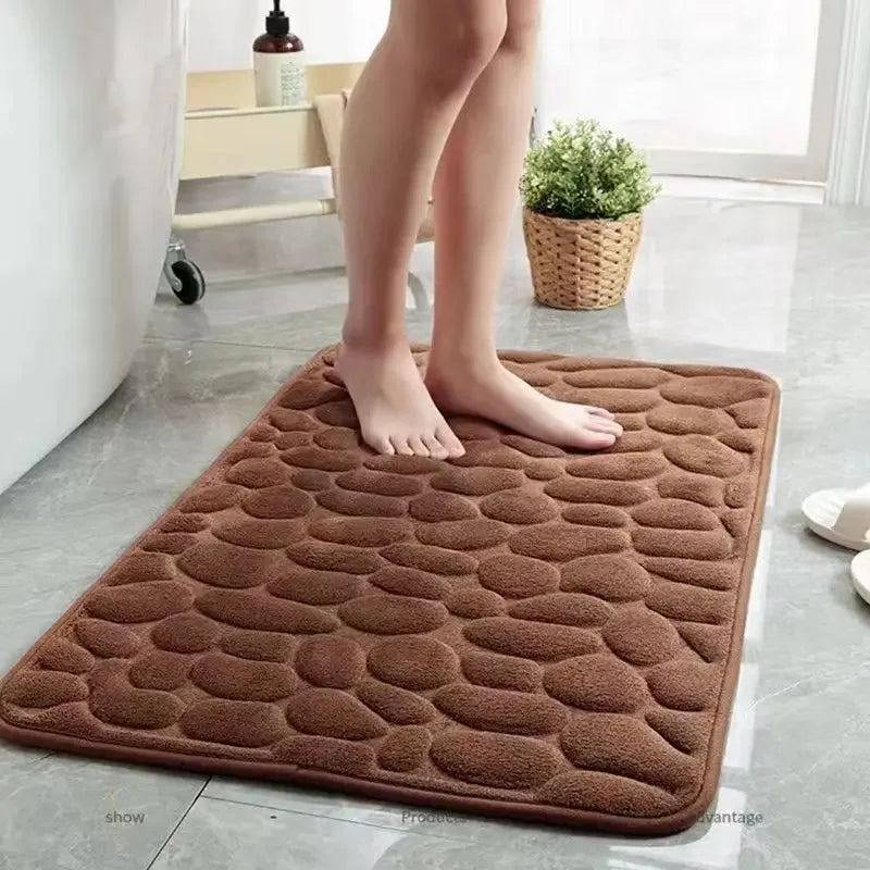 3D Cobblestone Embossed Bath Mat | Non-Slip, Absorbent & Machine Washable