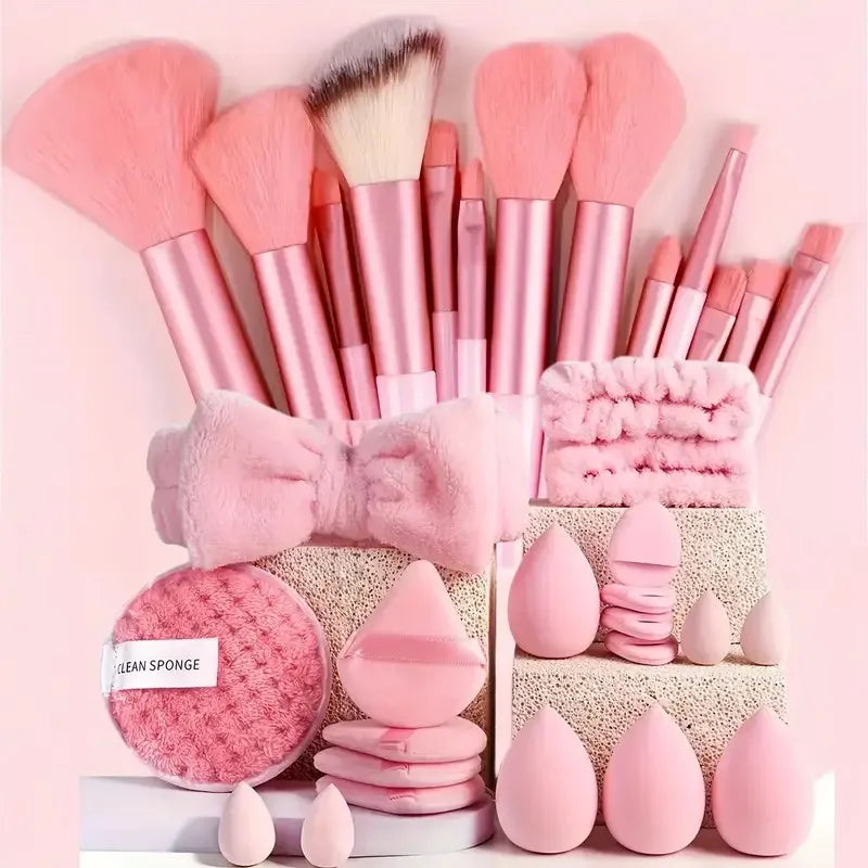 Makeup Brush & Beauty Sponge Set – Multiple Sizes & Colors