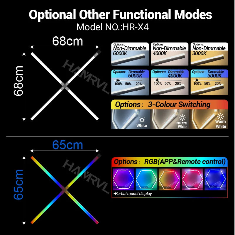 Dimmable Hexagon LED Ceiling Lights – RGB & Multi-Color, Garage/Gym/Gaming