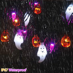 Halloween Solar String Lights — Bat, Pumpkin & Ghost LED Decor