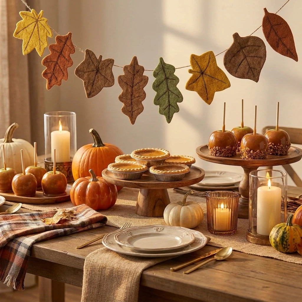 Thanksgiving Maple Leaf Felt Banner – Fall Harvest & Halloween Décor
