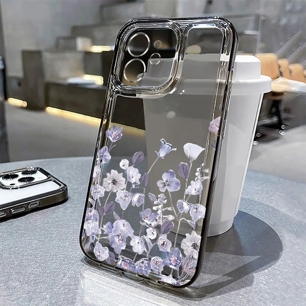 Flower Phone Case For iPhone 17 16 18 13 11 14 12 15 Pro Max Air 16e 7 Plus SE Shockproof Transparent Cover Silicone