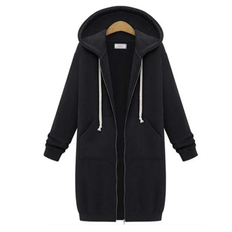 Women's Thicken Hoodie Parka – Loose Hooded Sweatshirt Jacket