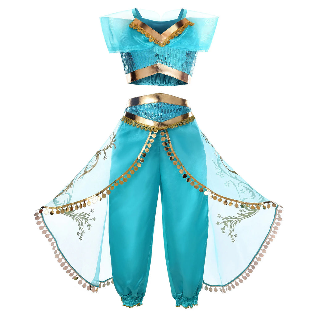 Jasmine Princess Costume Dress — Aladdin Magic Lamp Girls Cosplay Outfit