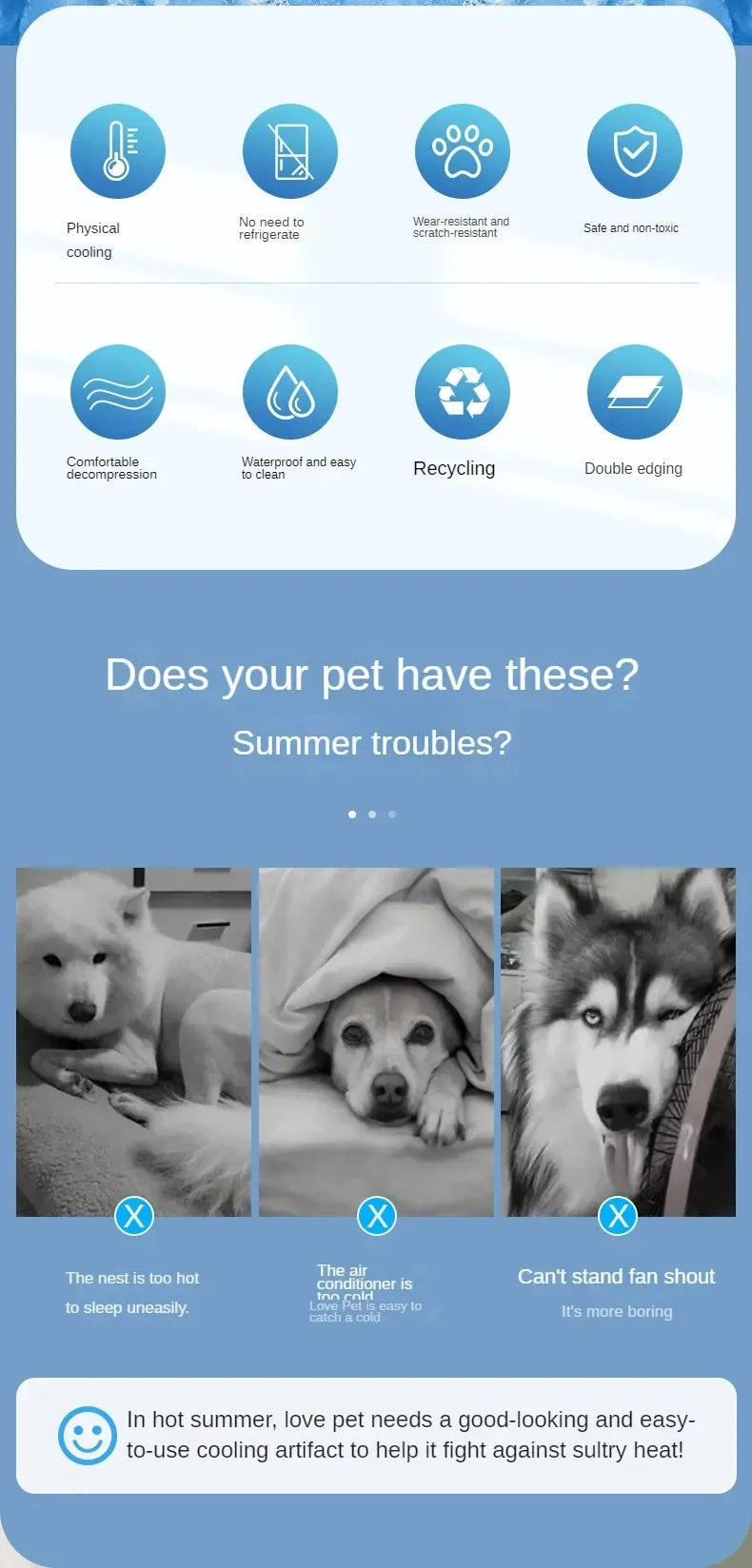 Pet Cooling Mat for Dogs or Cats