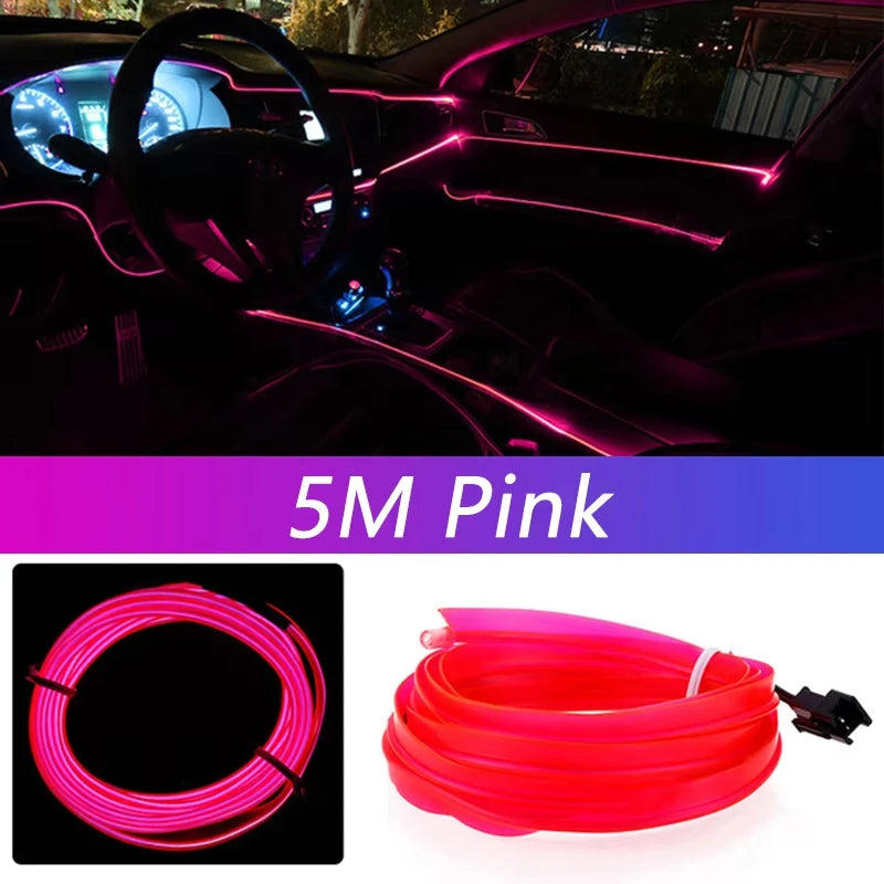 5M Neon LED Car Interior Strip Lights – Flexible Ambient USB Atmosphere Diode