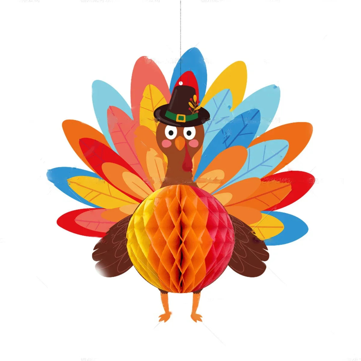 Thanksgiving Turkey Honeycomb Ball Hanging Pendants – Fall Harvest Décor