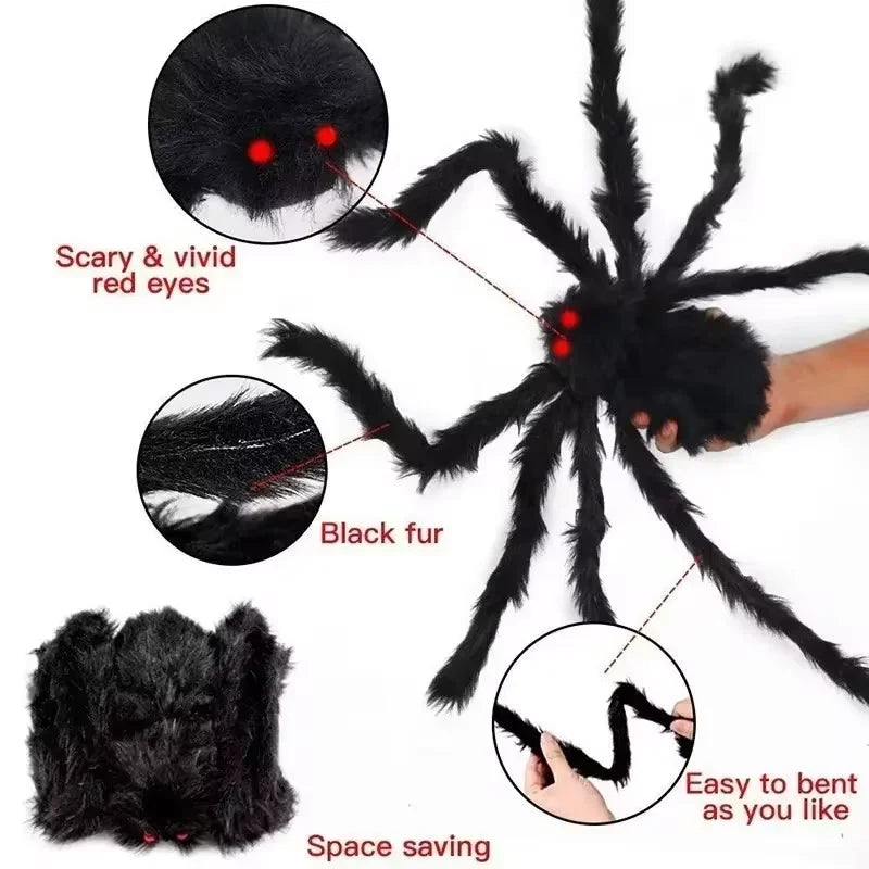 Halloween Giant Spider & Cobweb Decoration Set — Indoor & Outdoor Party Decor