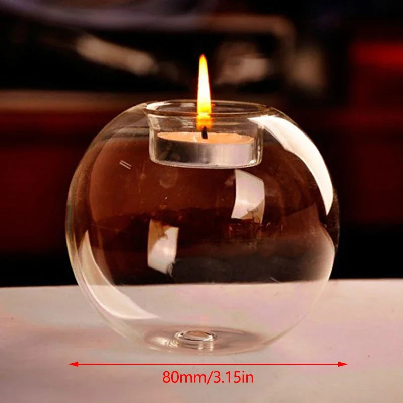 Elegant Round Glass Candle Holders — European Style Home & Event Centerpiece