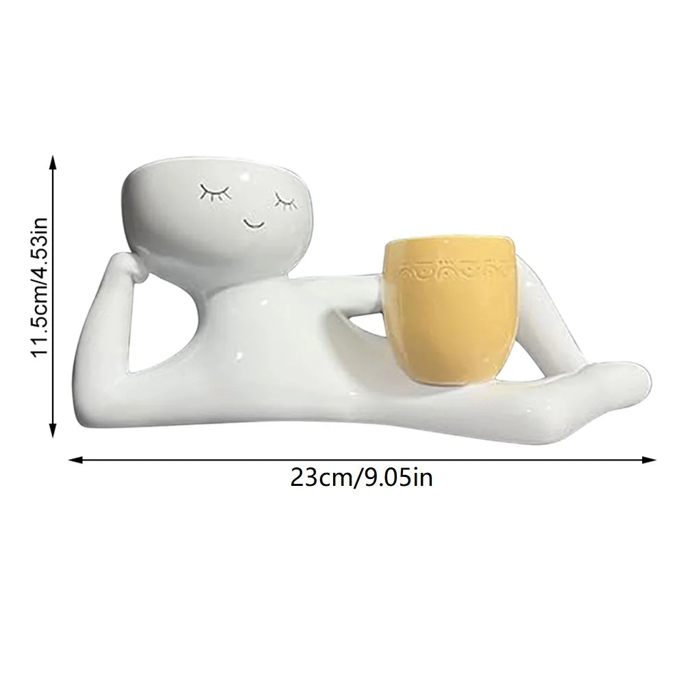 Lazy Little Guy Funny Succulent & Cactus Planter Pot – Home & Desktop Decor