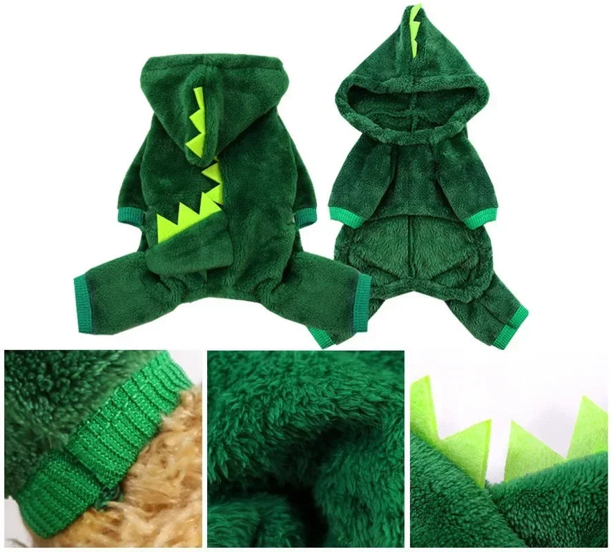 Dinosaur Halloween Costume for Cats & Small Dogs – Fleece Hoodie Sweater