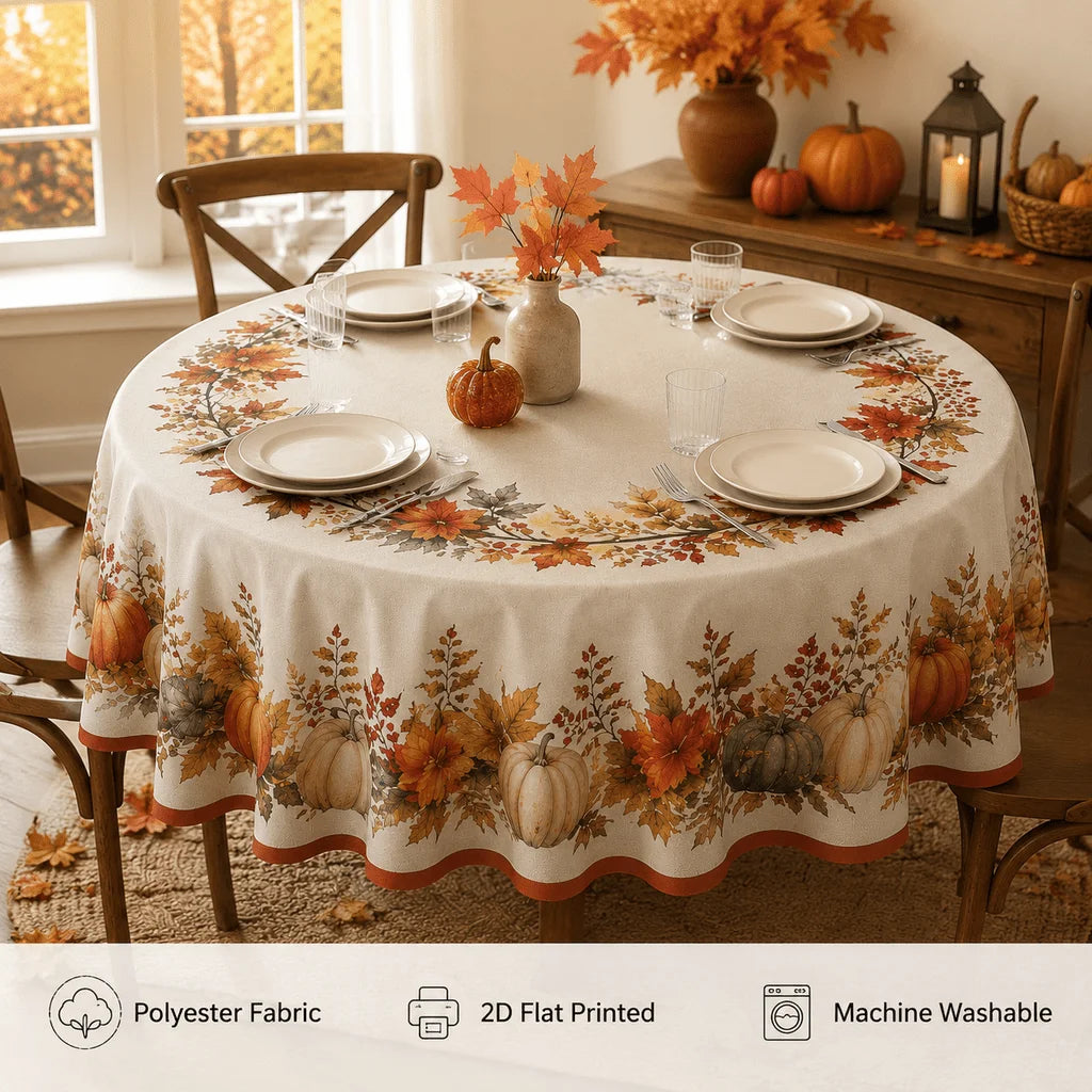 Circular Tablecloth – Autumn, Harvest, Thanksgiving & Halloween