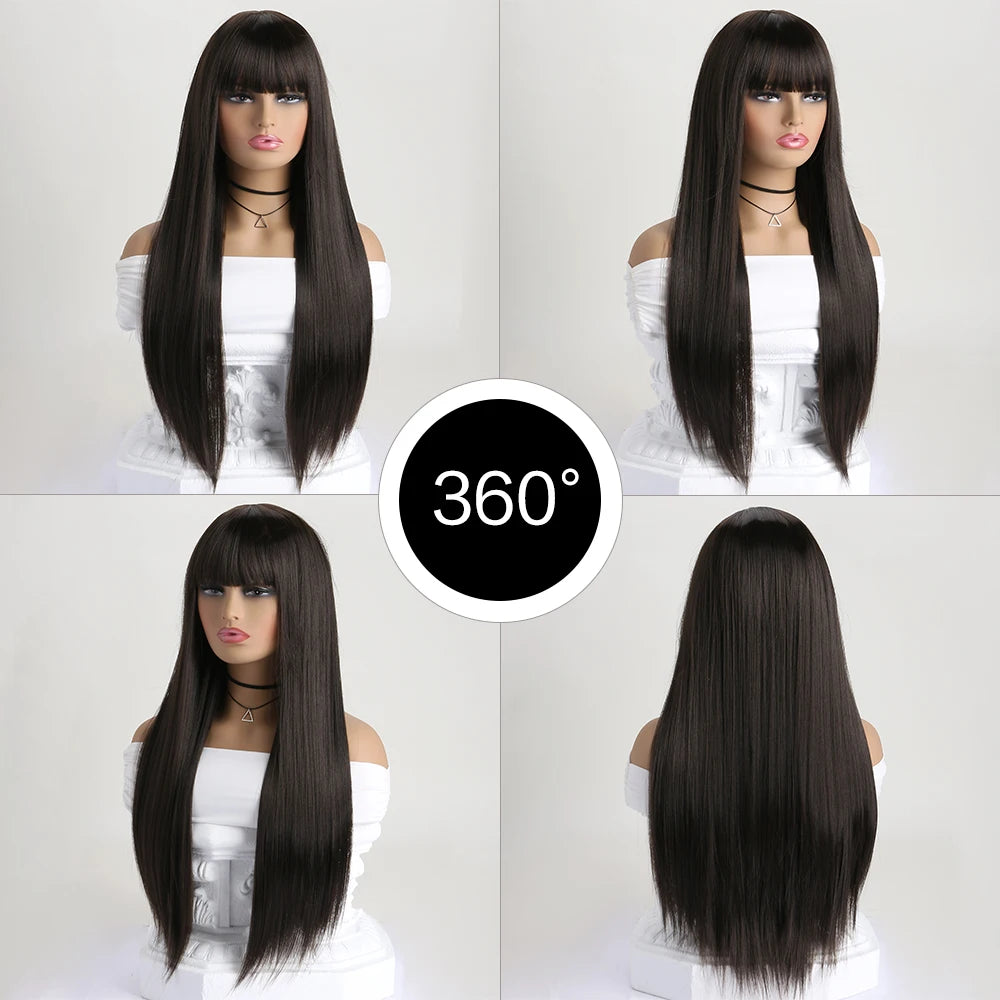 26-Inch Long Straight Colored Wig — Synthetic Fashion Wig for Cosplay, Halloween & Daily Wear