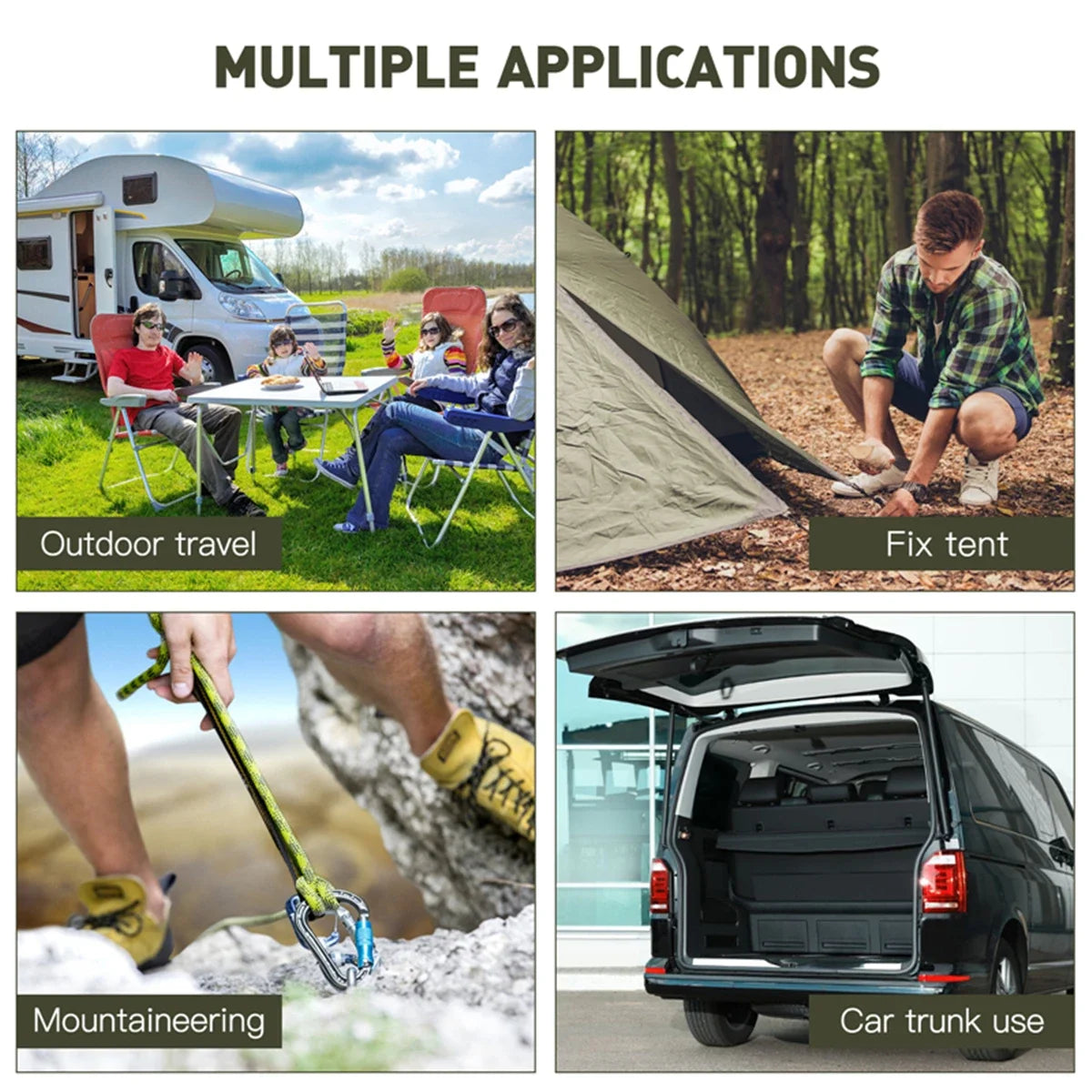 Heavy Duty Bungee Cord with Carabiner Hooks – Elastic Tie-Down Strap for Camping, Cycling & Kayak