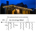 LED Icicle Curtain Lights – Warm White + Cool White Twinkling Outdoor Christmas Festoon Lights