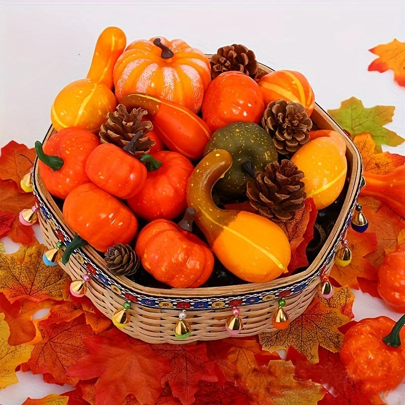 50-Piece Artificial Pumpkins Set – Autumn & Thanksgiving Décor