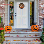 Halloween Round Wooden Signage — Ghost, Pumpkin & Witch Hat Decor