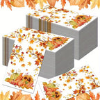 Autumn & Thanksgiving Disposable Napkins – Maple Leaf & Pumpkin Pattern