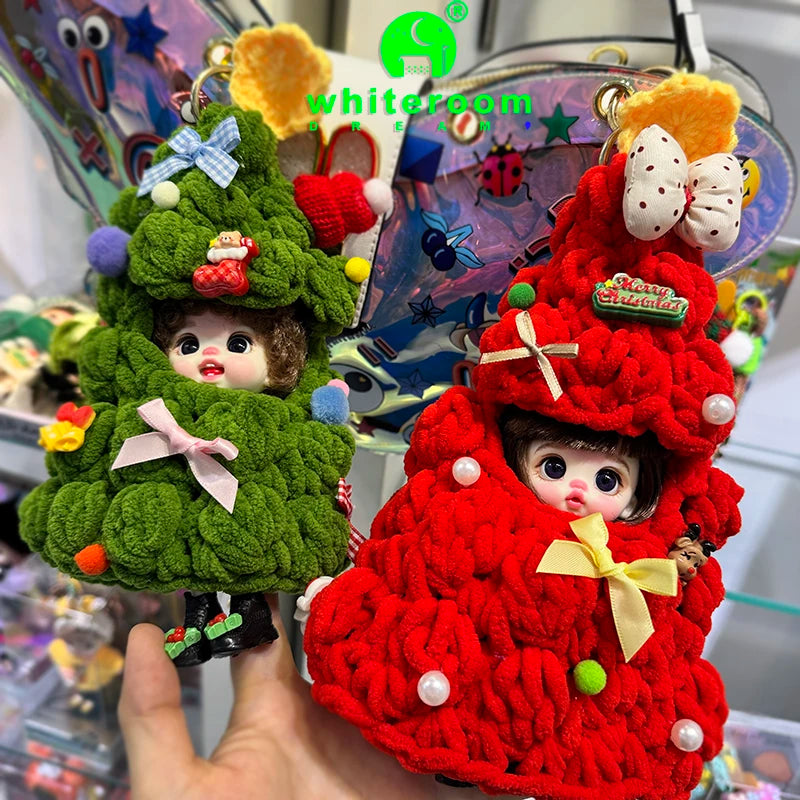 Christmas Mini Doll Pendant – Handmade Crochet Sweater & Scarf Set