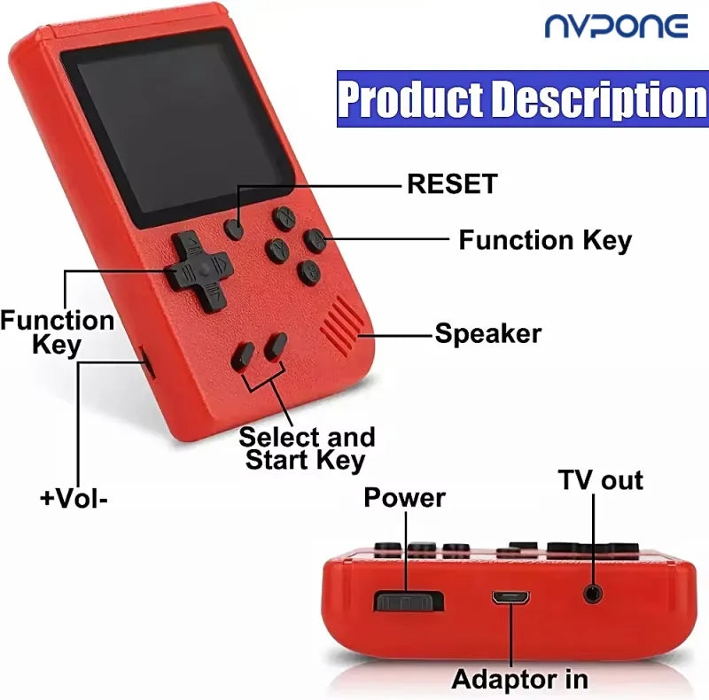 Retro 8-Bit Handheld Game Console with 400 Built-In Games
