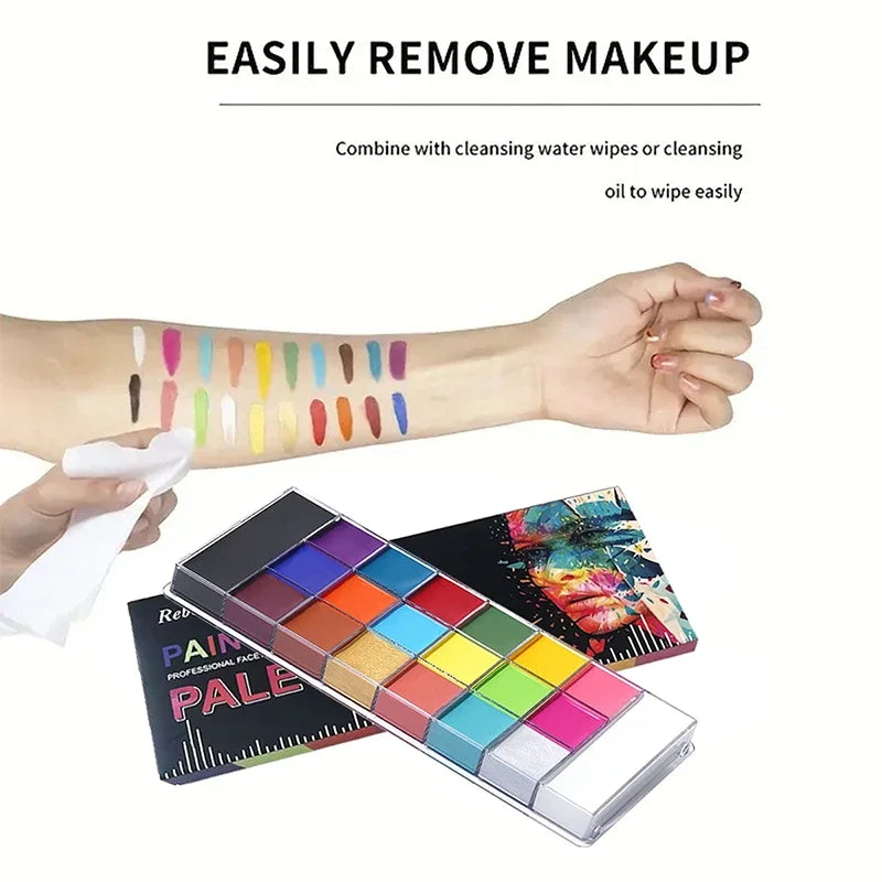 20-Color Face & Body Paint Set — Non-Toxic Oil Pigments with Brushes for Halloween, Cosplay & Kids