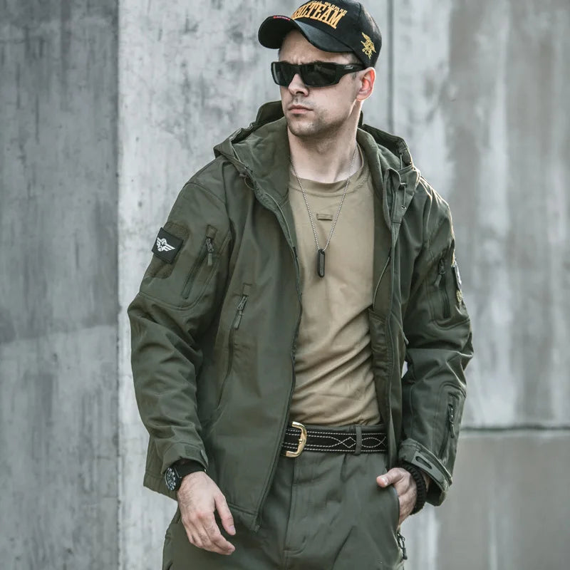 Men's Military Tactical Jacket – Waterproof Hooded Windbreaker