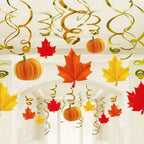 22-Piece Fall Ceiling Swirl Decorations – Pumpkin & Maple Leaf Hanging Décor