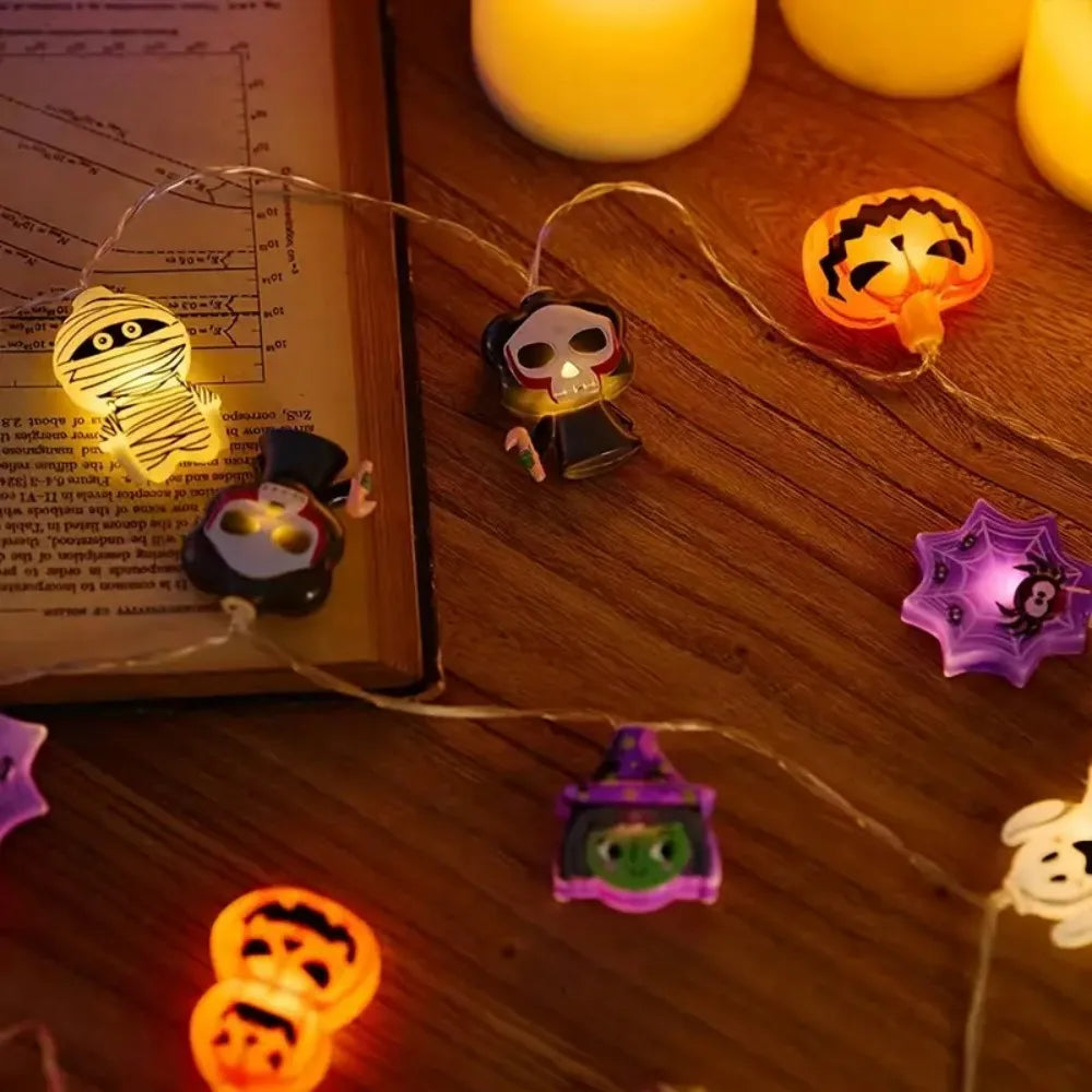 Halloween LED Light String — Battery-Powered Warm White