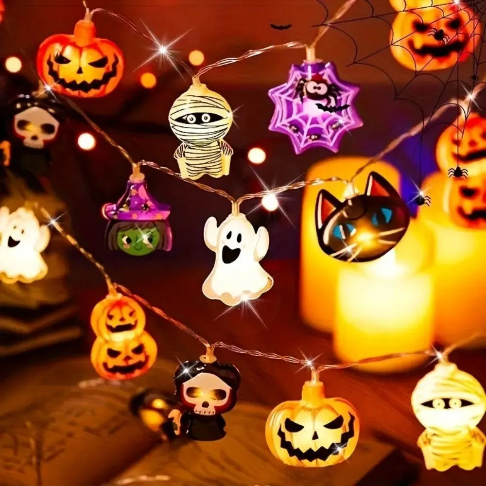 Halloween LED Light String — Battery-Powered Warm White