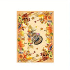 Thanksgiving Turkey & Pumpkin Tablecloth – Fall Harvest Dining Table Cover
