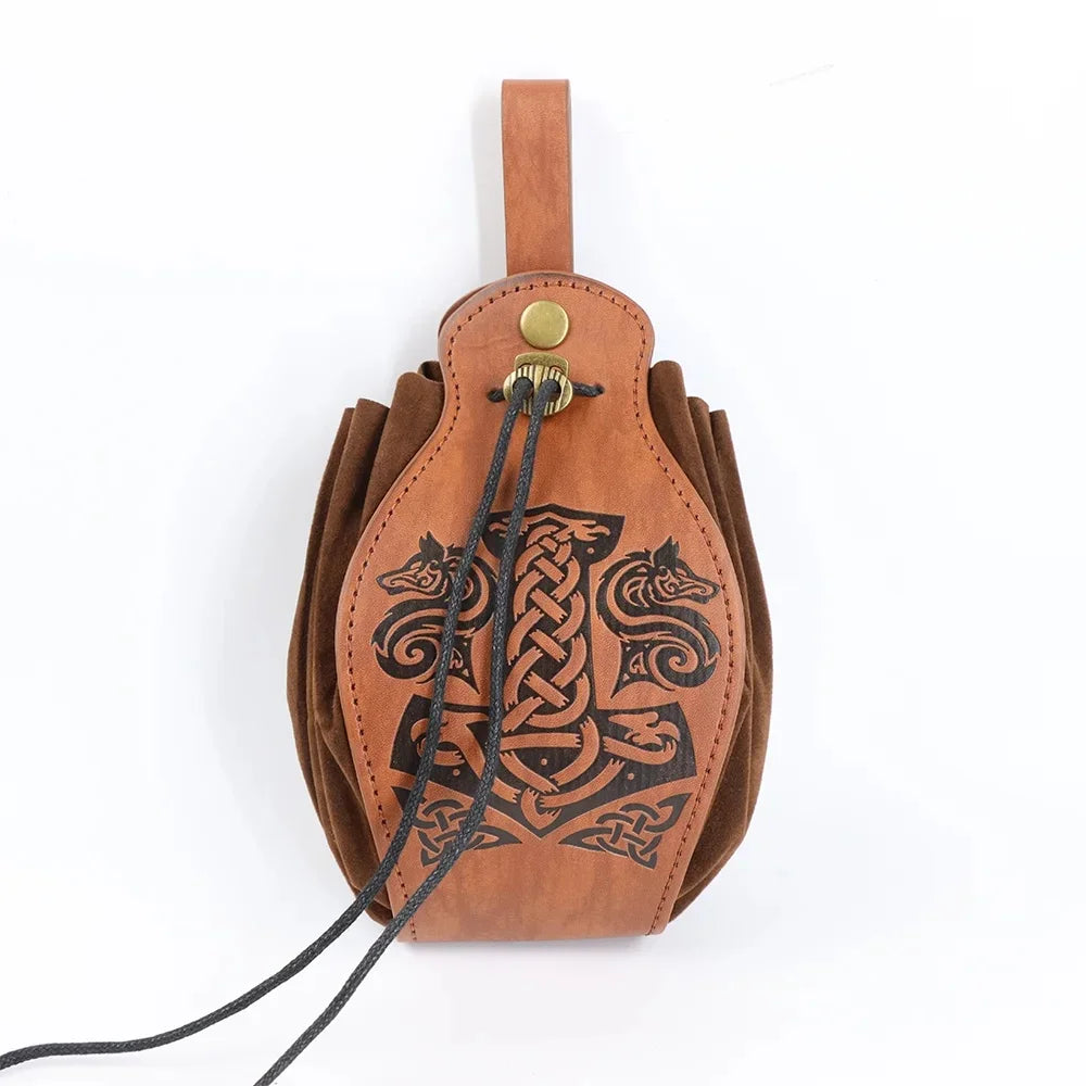 Medieval Viking Drawstring Waist Bag — Retro Coin Pouch for Renaissance Fairs, LARP & Cosplay