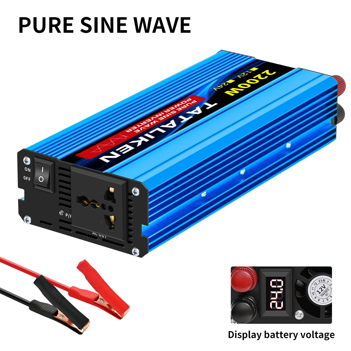 Pure Sine Wave Power Inverter – DC 12V/24V to AC 220V, 1000W–6000W