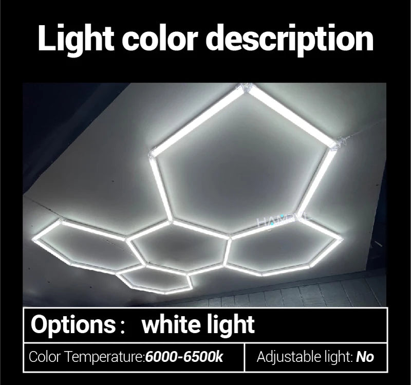 Dimmable Hexagon LED Ceiling Lights – RGB & Multi-Color, Garage/Gym/Gaming