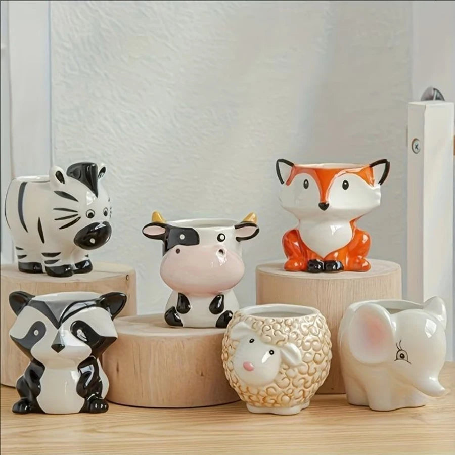 Cute Animal Ceramic Succulent Planter – Balcony & Desktop Home Decor