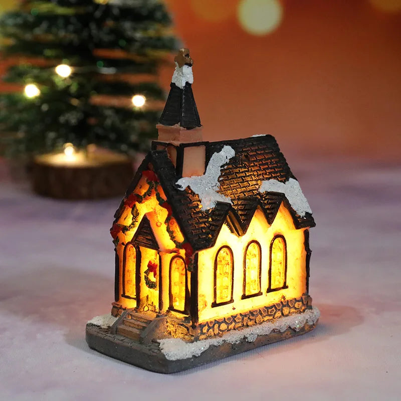 LED Christmas Village House Miniature – Glowing Resin Holiday Decoration