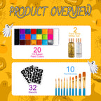 VERONNI 20-Color Face & Body Paint Palette — SFX Oil Makeup Kit with Brushes
