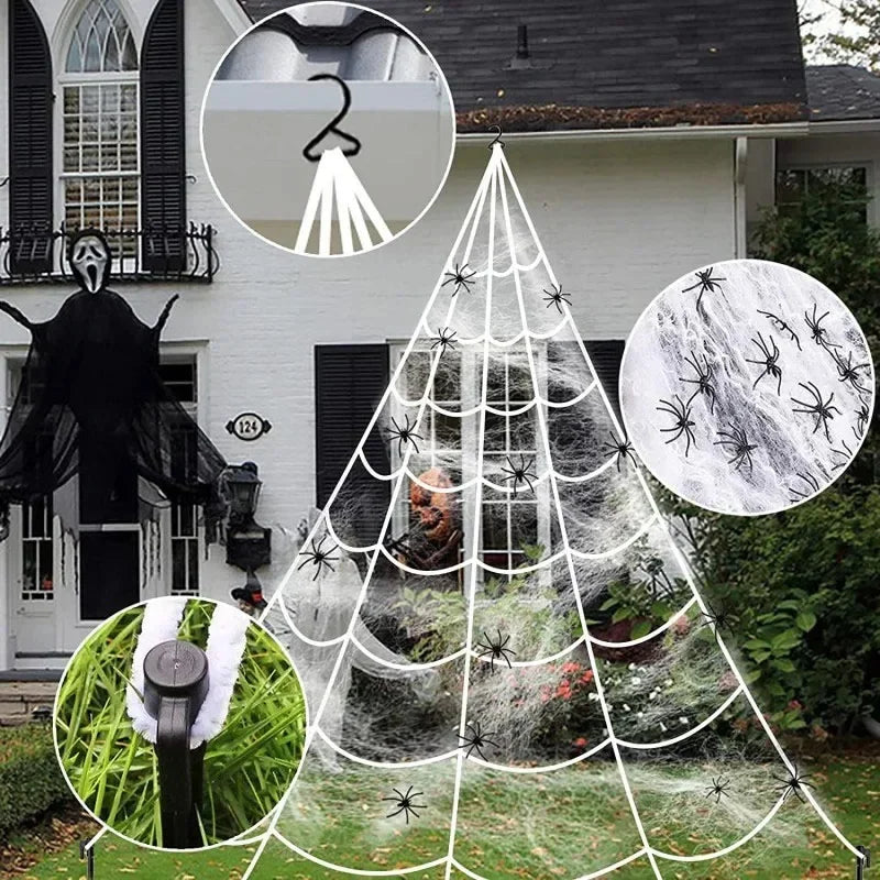 Giant Halloween Spider Web Decoration — 5m & 7m Indoor/Outdoor