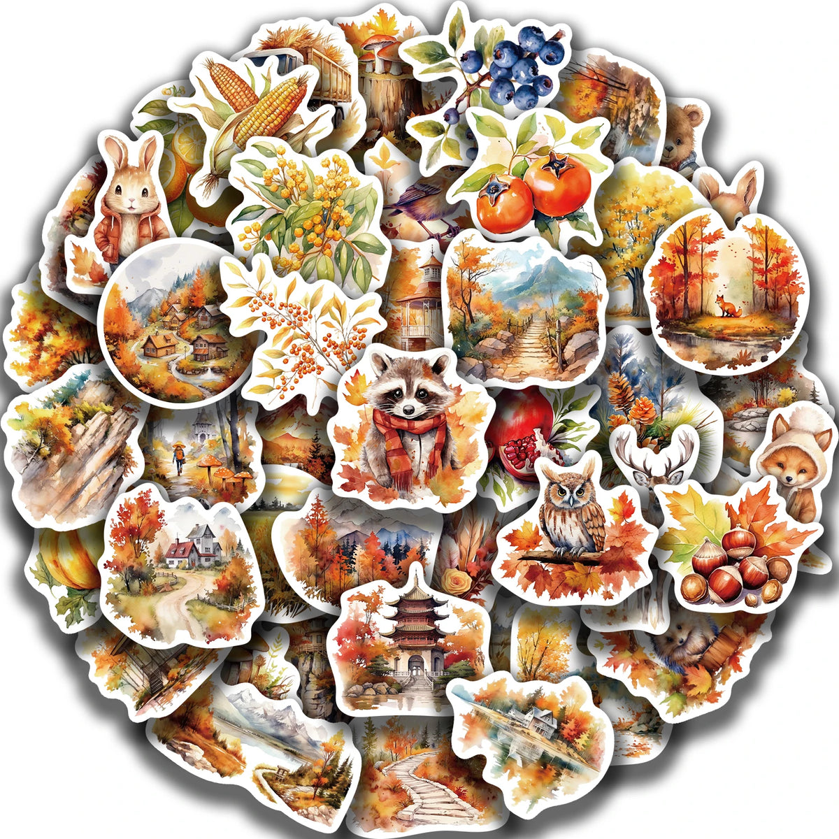 50-Piece Thanksgiving & Fall Sticker Set