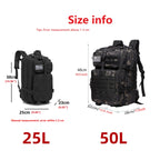 25L or 50L Waterproof Tactical Backpack