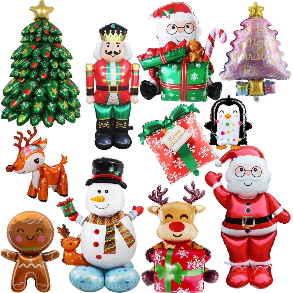 Giant Christmas Foil Balloons – Santa, Tree, Elk, Penguin & More Holiday Character Balloons