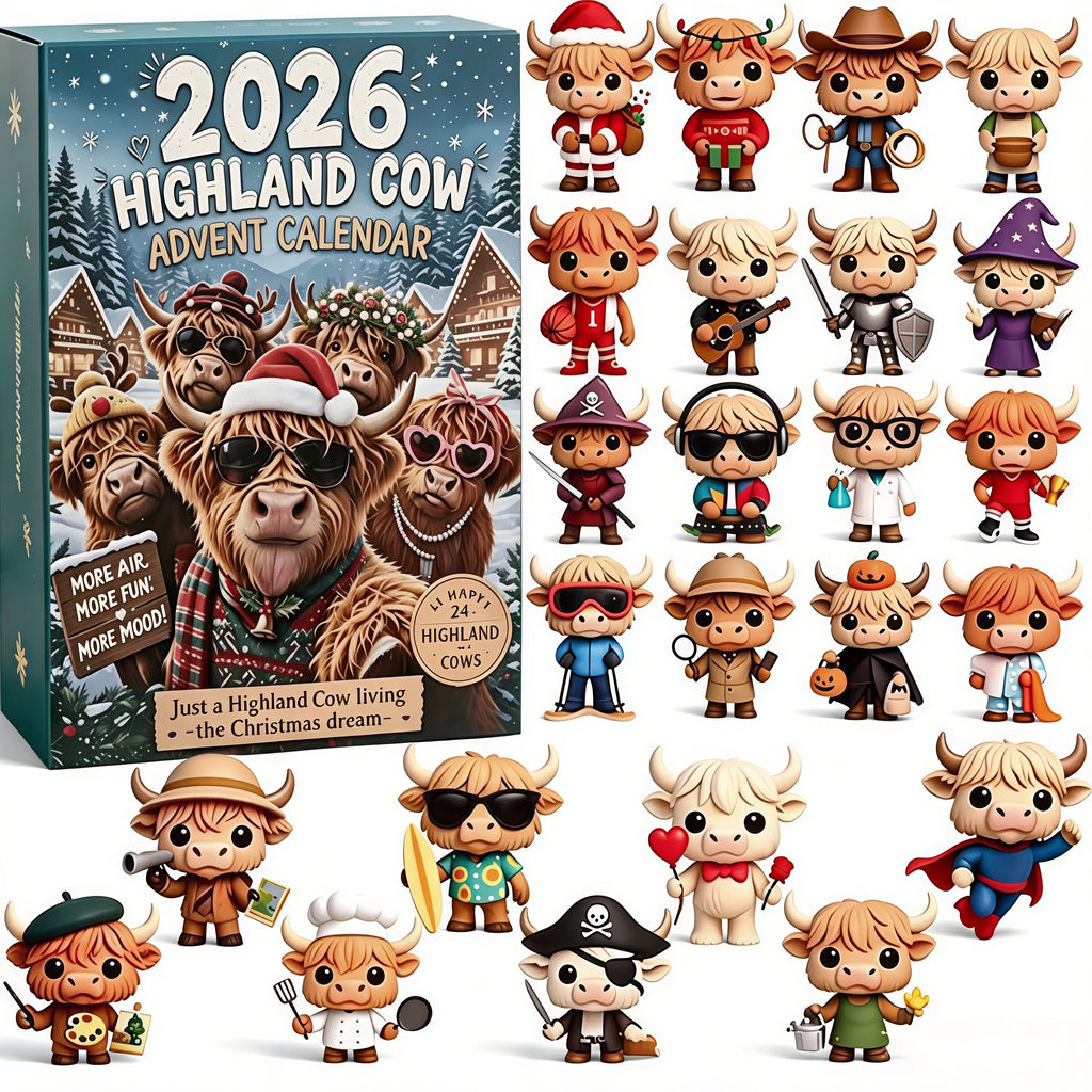 2026 Highland Cow Advent Calendar – 24-Day Christmas Countdown
