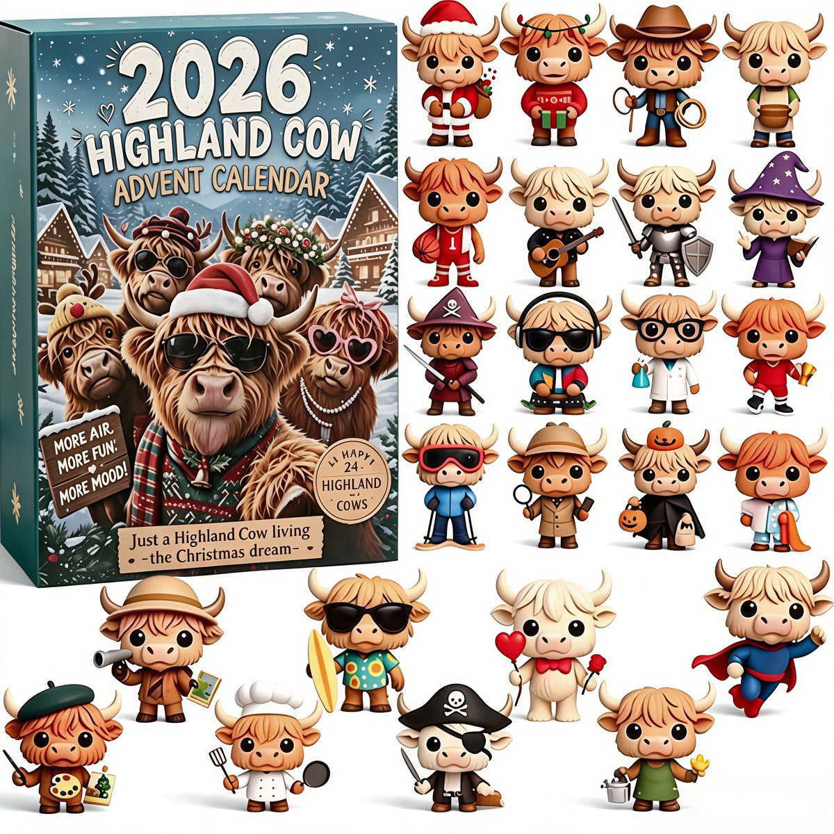 2026 Highland Cow Advent Calendar – 24-Day Christmas Countdown