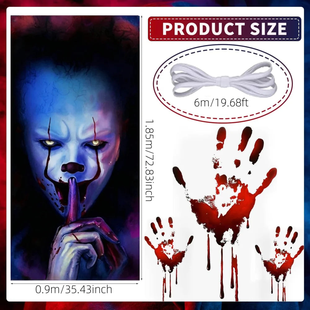 Halloween Door Cover Backdrop — Horror Movie Character Banner 185x90cm