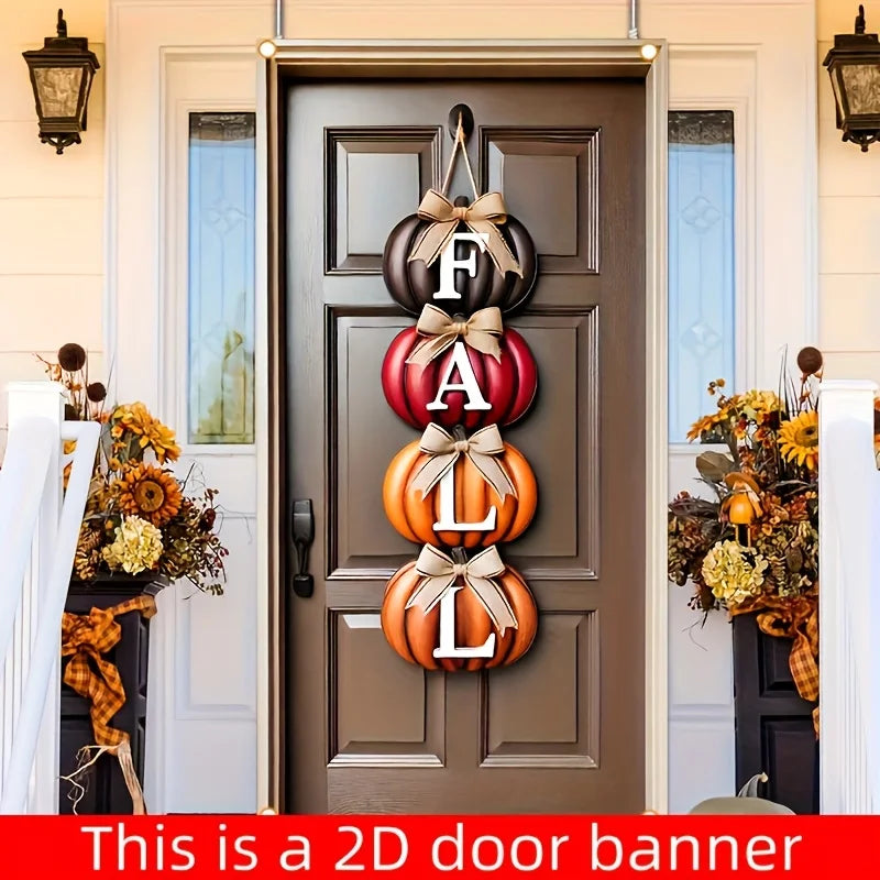 Autumn Pumpkin Welcome Door Banner – Thanksgiving Indoor & Outdoor Décor