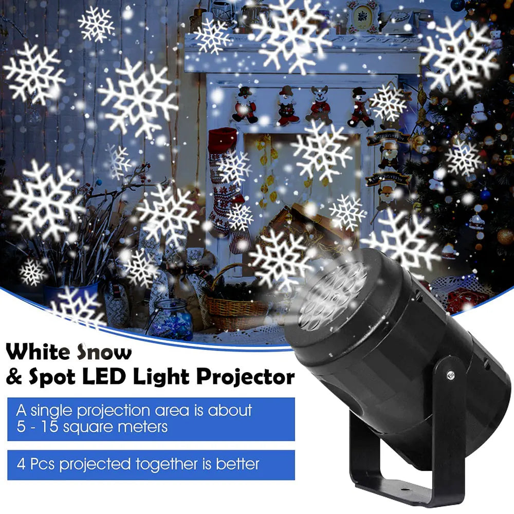 Snowflake Projector Light – USB Rotating Indoor & Outdoor Christmas Decoration