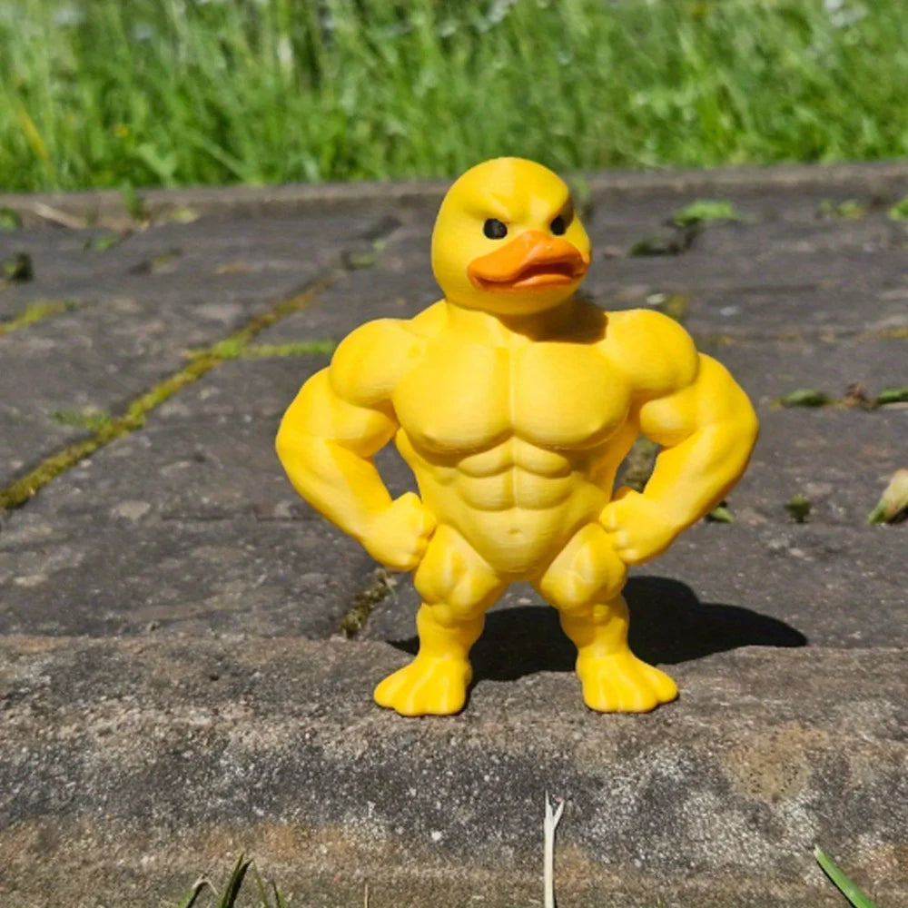 Muscle Duck Statue – Whimsical 3D Figurine for Desk, Shelf & Home Decor