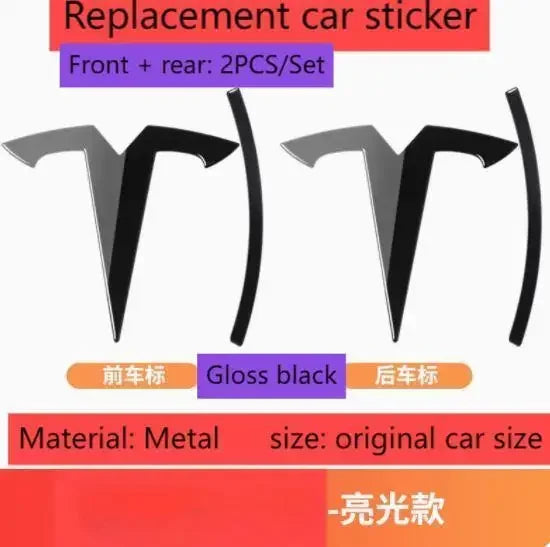 Tesla Model 3 & Model Y Metal Emblem Badge – Front & Rear Replacement