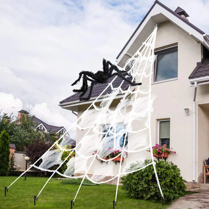Giant Halloween Spider Web Decoration — 5m & 7m Indoor/Outdoor