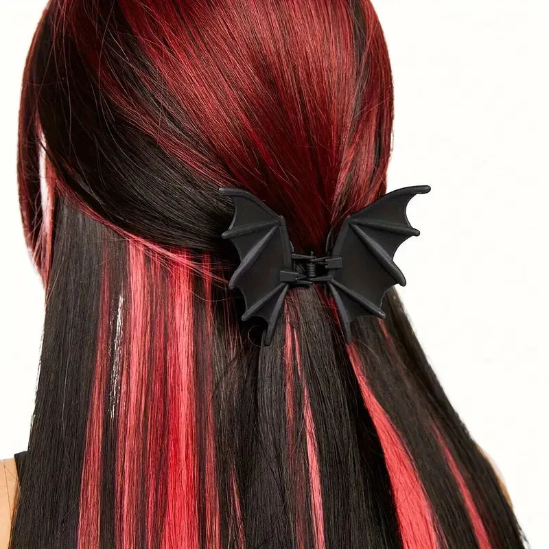 Gothic Bat Hair Clip — Matte Black Punk Hairpin
